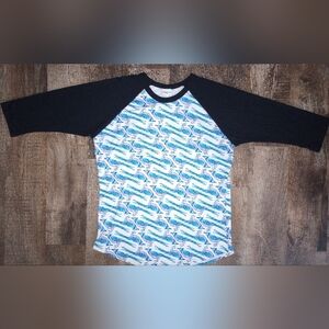 LulaRoe Top With Bluejay Print, Size L